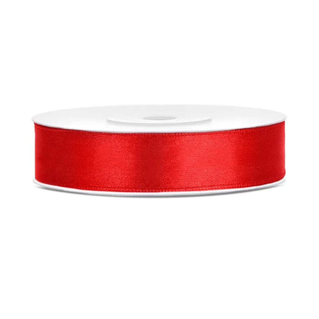 PartyDeco Satin Ribbon Roll 12mm x 25m - Red
