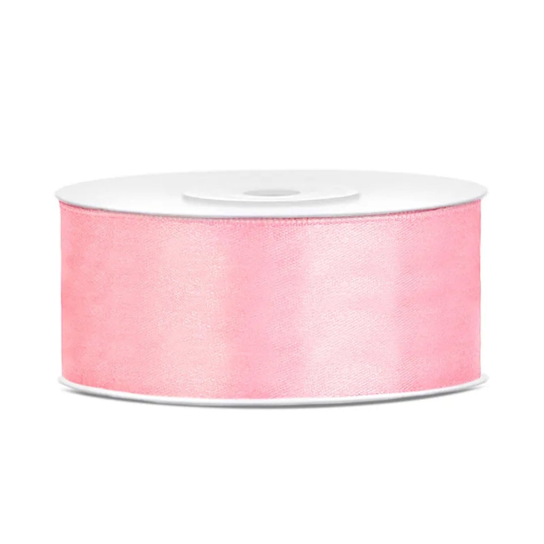 PartyDeco Satin Ribbon Roll 25mm x 25m - Light Pink