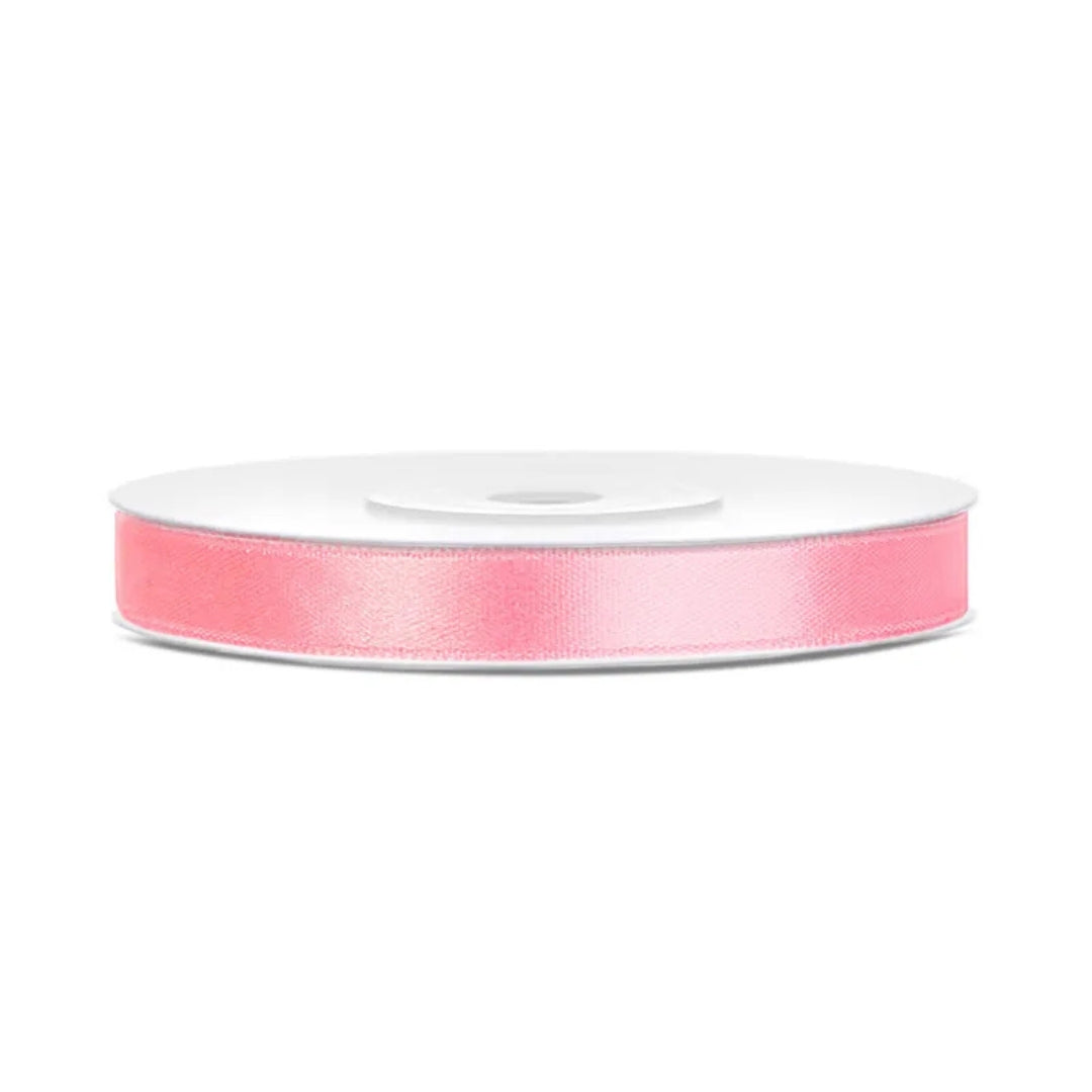 PartyDeco Satin Ribbon Roll 6mm x 25m - Light Pink