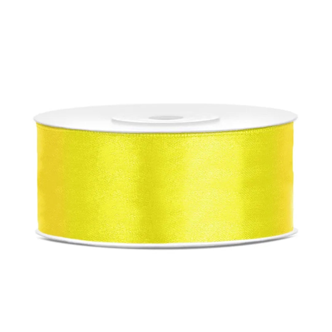PartyDeco Satin Ribbon Roll 25mm x 25m - Yellow