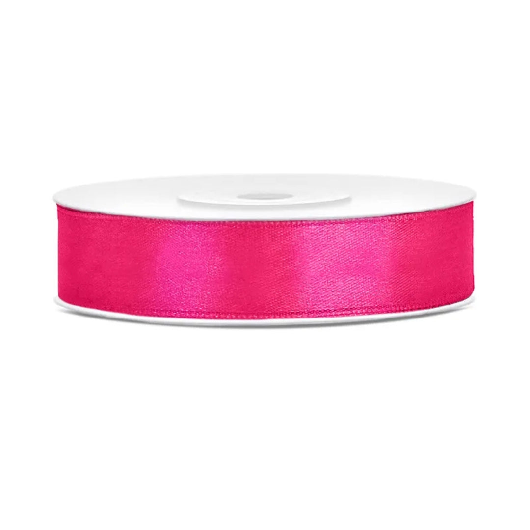 PartyDeco Satin Ribbon Roll 12mm x 25m - Dark Pink
