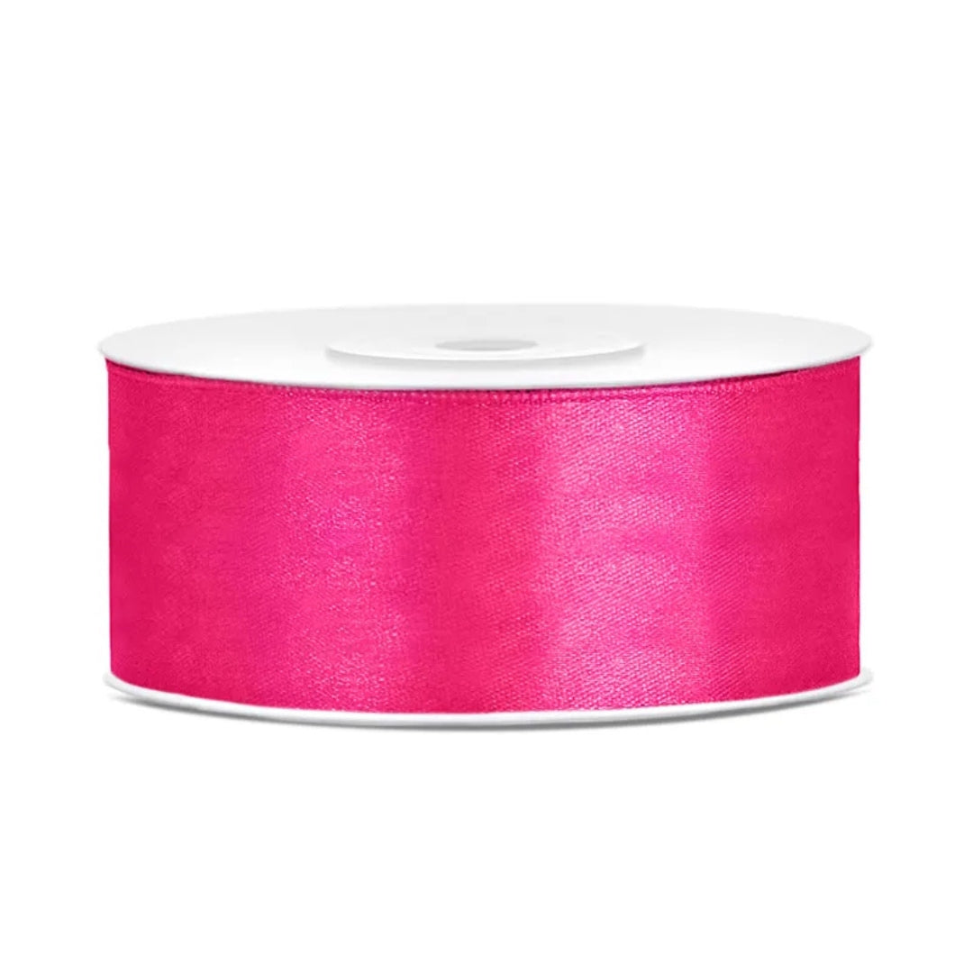 PartyDeco Satin Ribbon Roll 25mm x 25m - Dark Pink