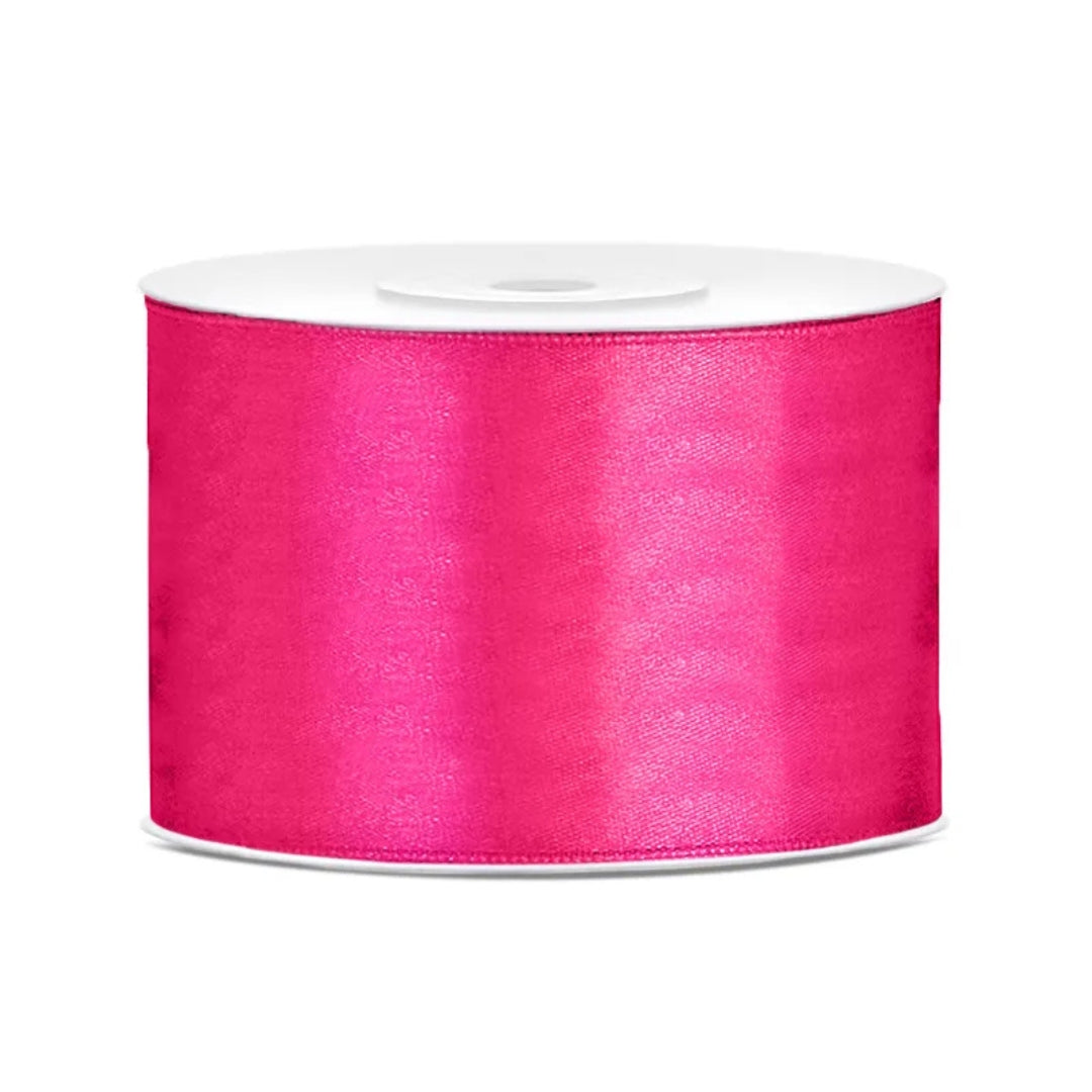 PartyDeco Satin Ribbon Roll 50mm x 25m - Dark Pink