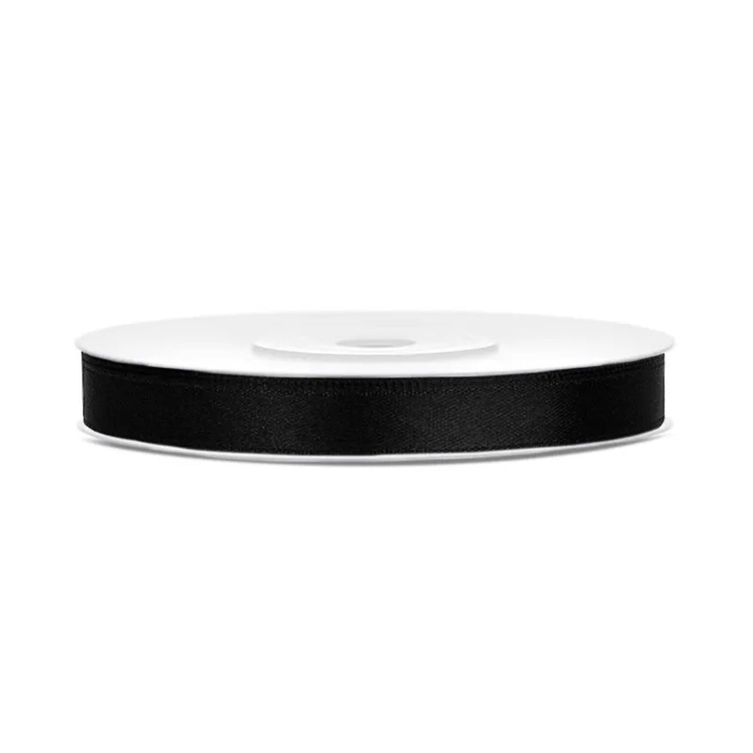 PartyDeco Satin Ribbon Roll 6mm x 25m - Black