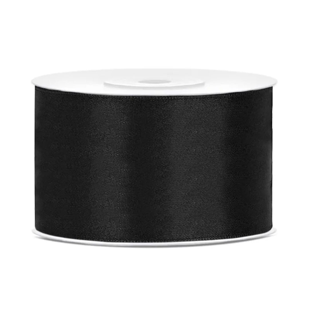 PartyDeco Satin Ribbon Roll 38mm x 25m - Black