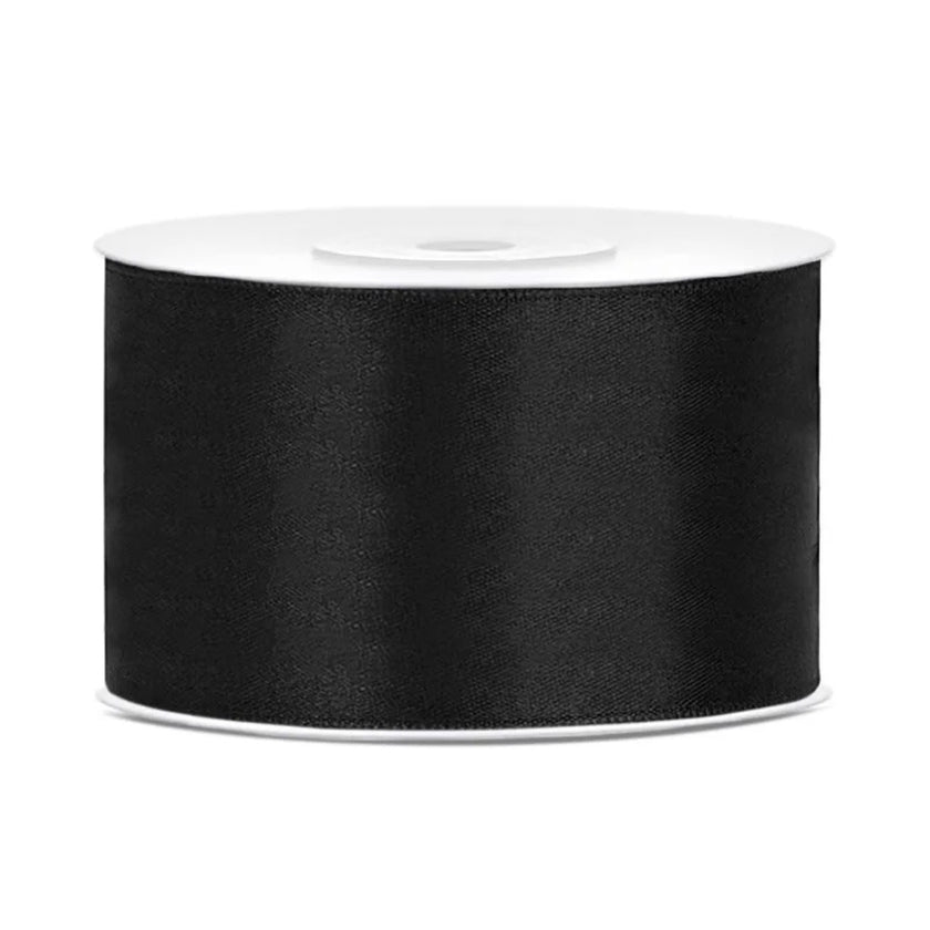 PartyDeco Satin Ribbon Roll 38mm x 25m - Black
