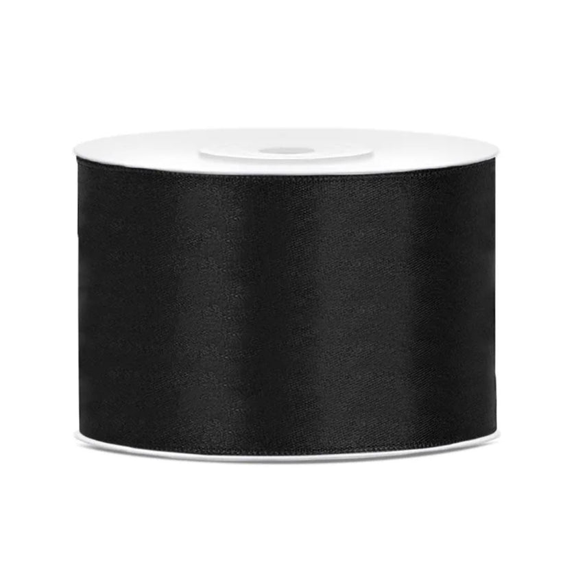 PartyDeco Satin Ribbon Roll 50mm x 25m - Black