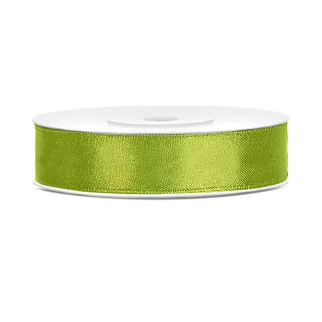 PartyDeco Satin Ribbon Roll 12mm x 25m - Green Apple