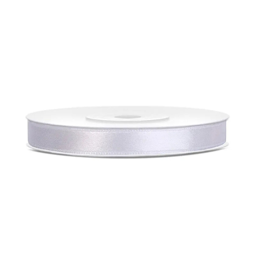 PartyDeco Satin Ribbon Roll 6mm x 25m - White