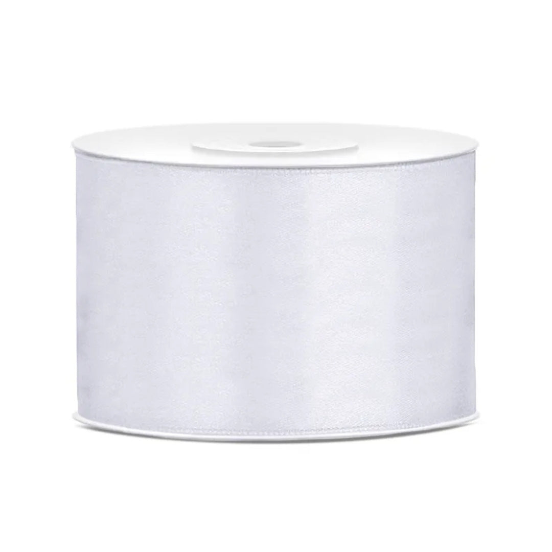 PartyDeco Satin Ribbon Roll 50mm x 25m - White