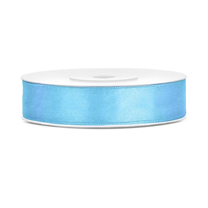 PartyDeco Satin Ribbon Roll 12mm x 25m - Sky-Blue