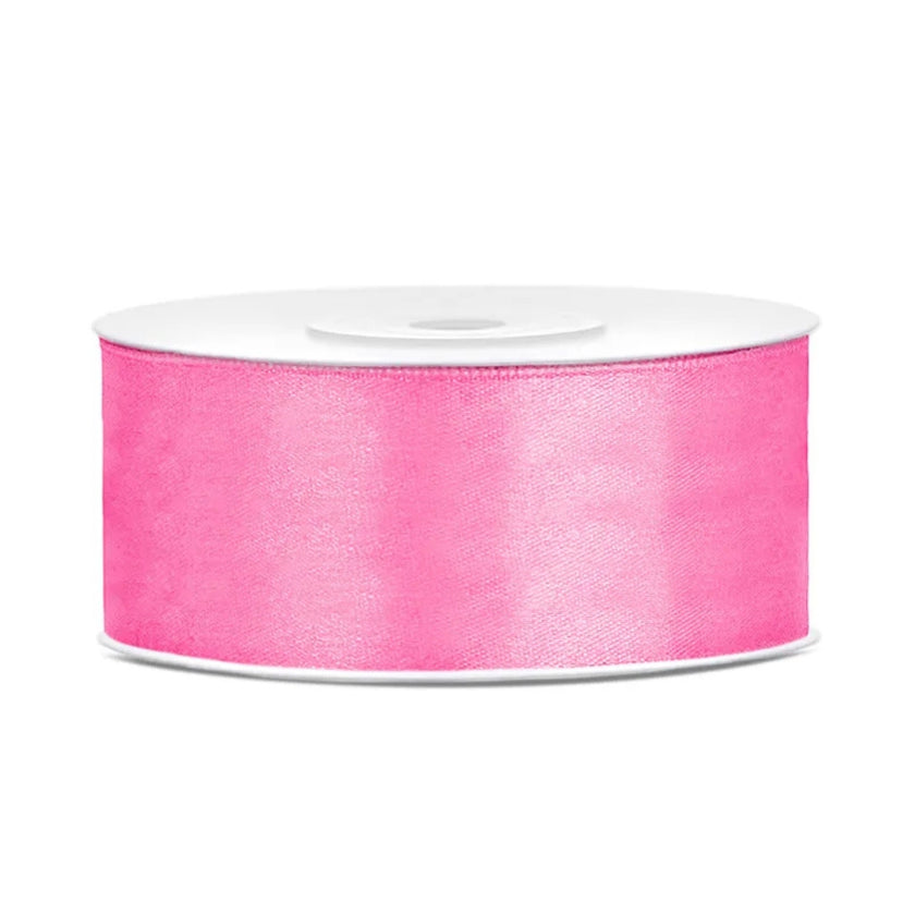 PartyDeco Satin Ribbon Roll 25mm x 25m - Pink
