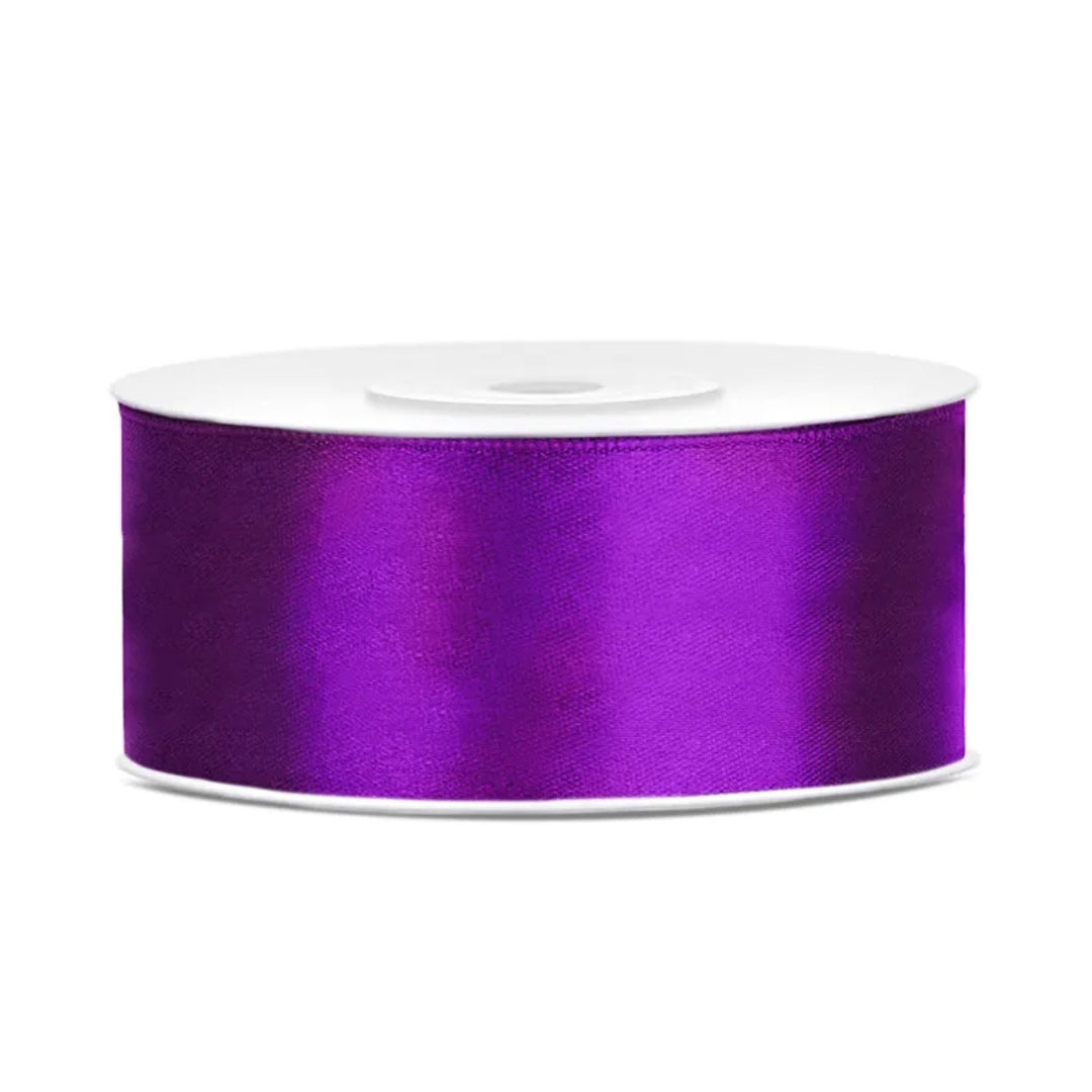 PartyDeco Satin Ribbon Roll 25mm x 25m - Purple