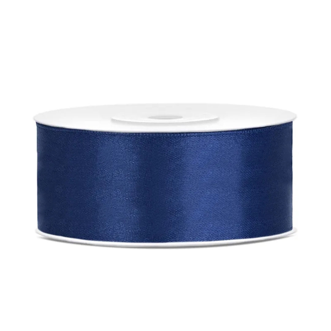 PartyDeco Satin Ribbon Roll 25mm x 25m - Navy Blue