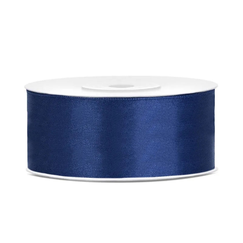 PartyDeco Satin Ribbon Roll 25mm x 25m - Navy Blue
