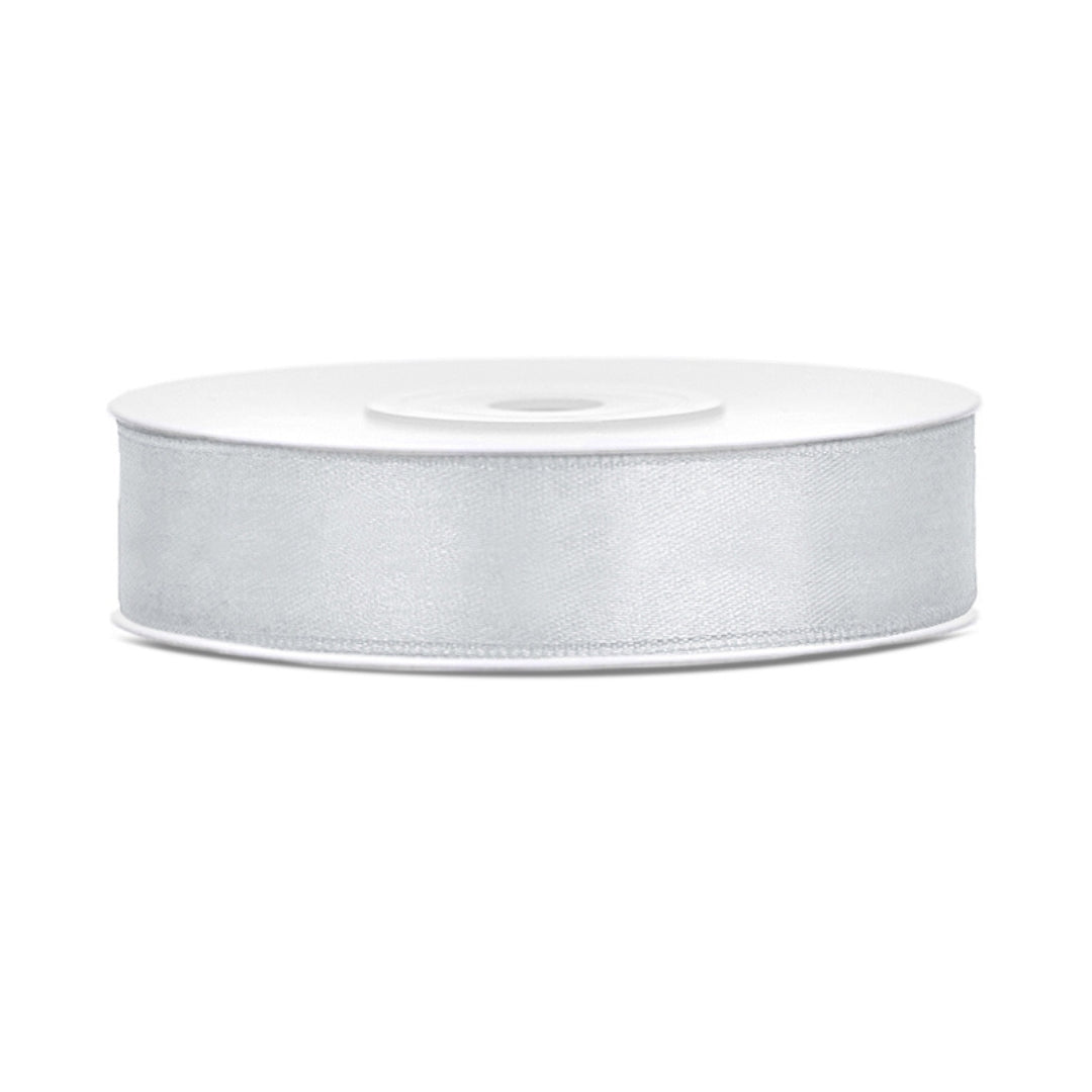 Party Deco Satin Ribbon Roll 12mm x 25m - Silver