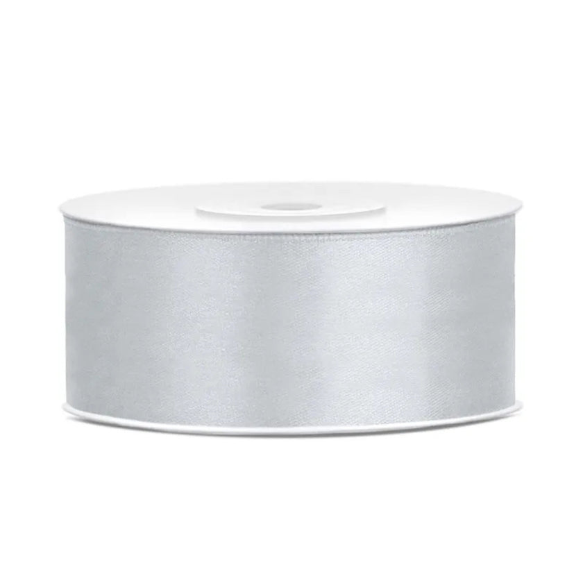 PartyDeco Satin Ribbon Roll 25mm x 25m - Silver