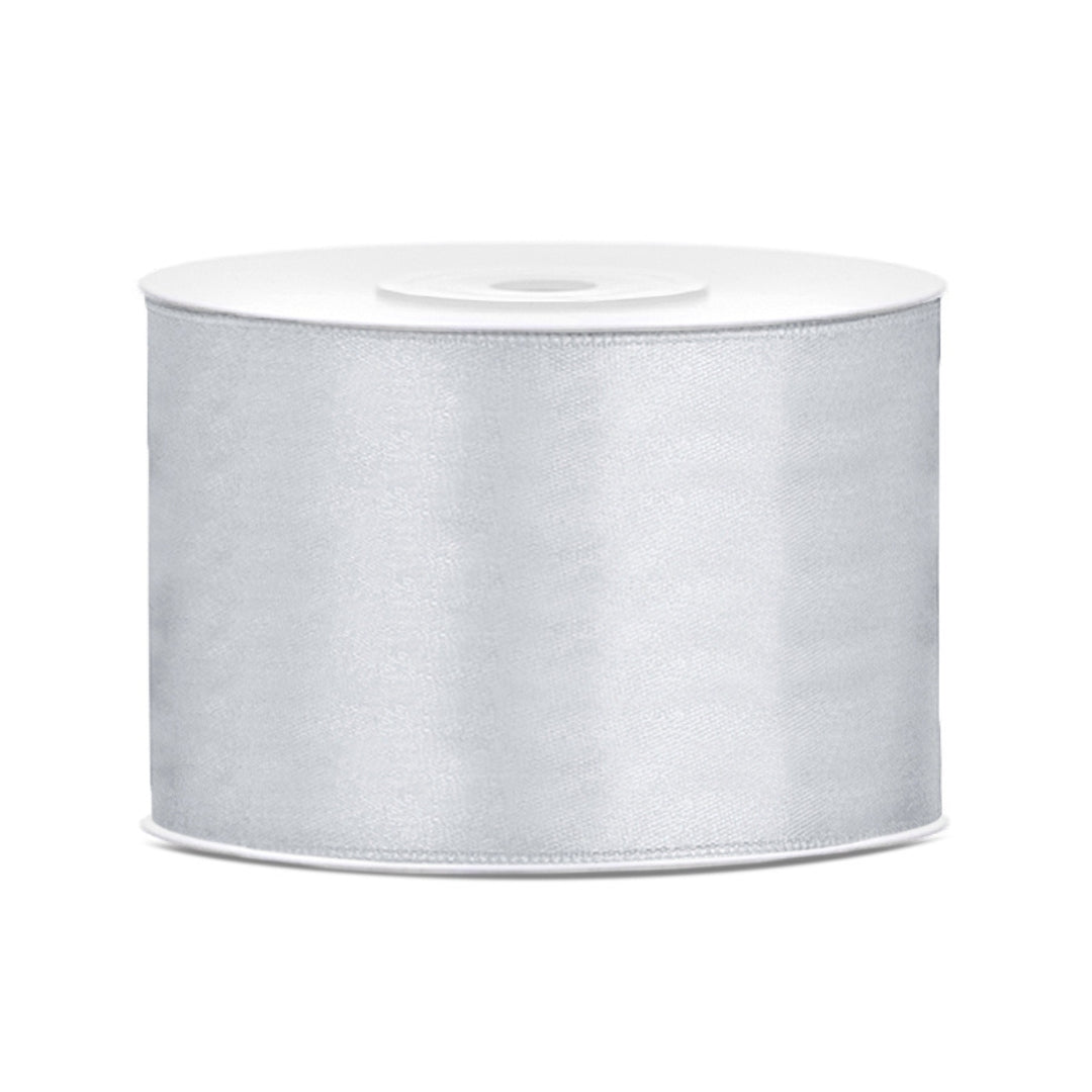 Party Deco Satin Ribbon Roll 50mm x 25m - Silver