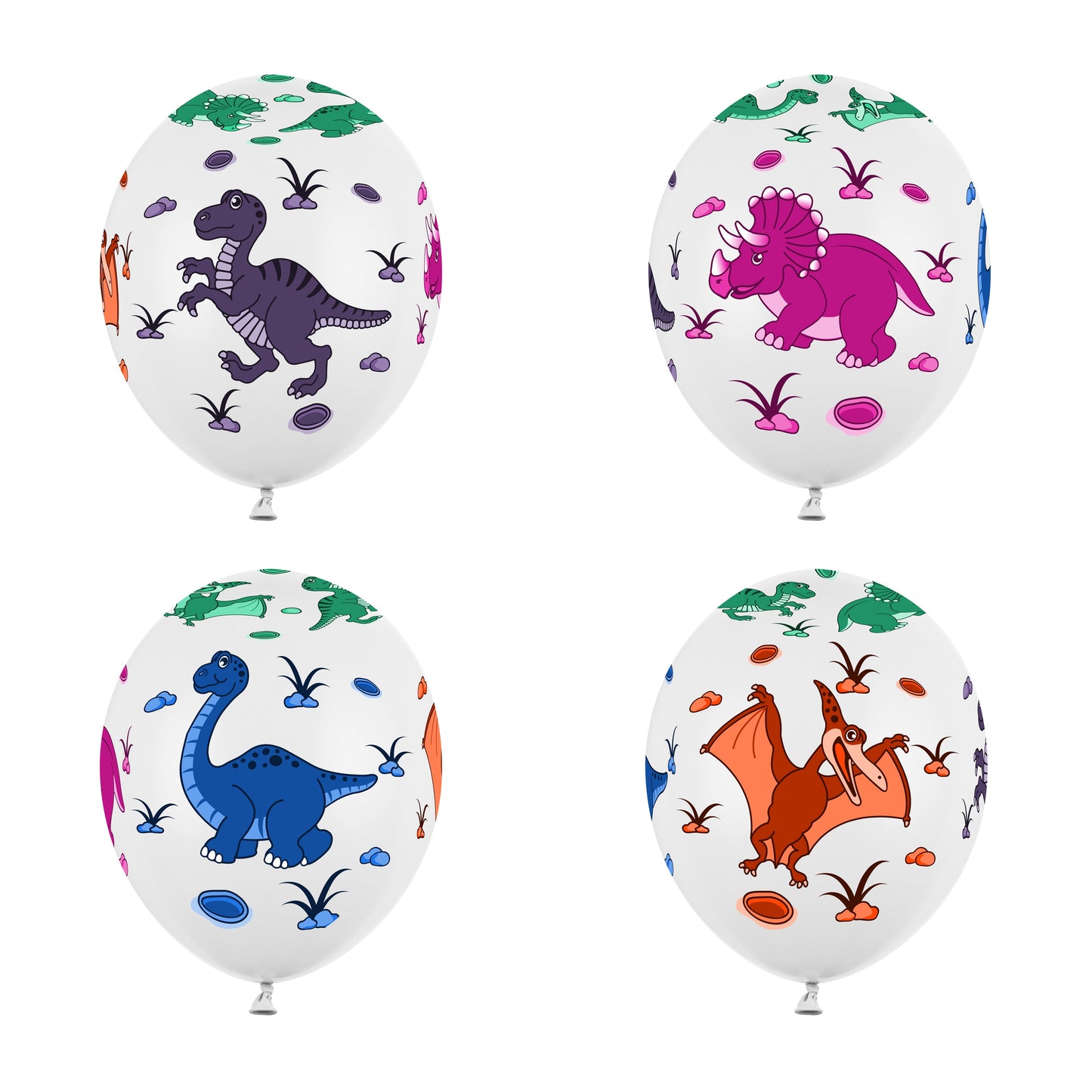 Helium Party Balloons A Set Of 6pcs 30cm - Dinosaurs