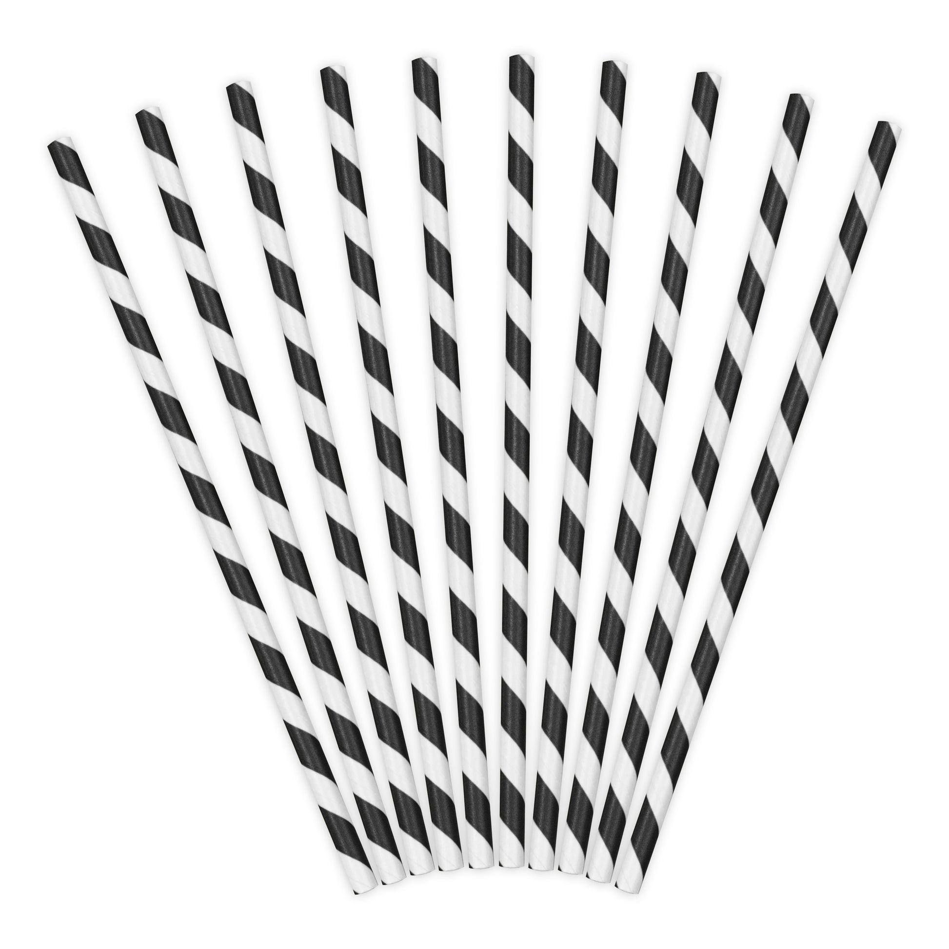 Paper Straws A Pack Of 10pcs 20cm - Black/White