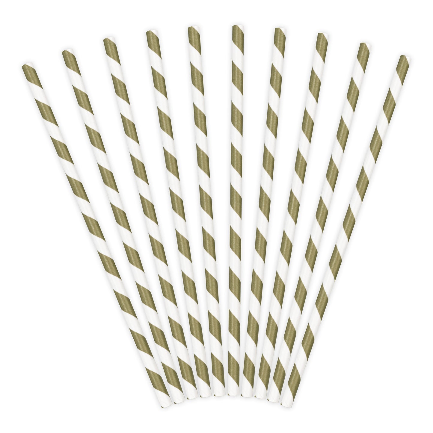 Paper Straws A Pack Of 10pcs 20cm - Gold/White