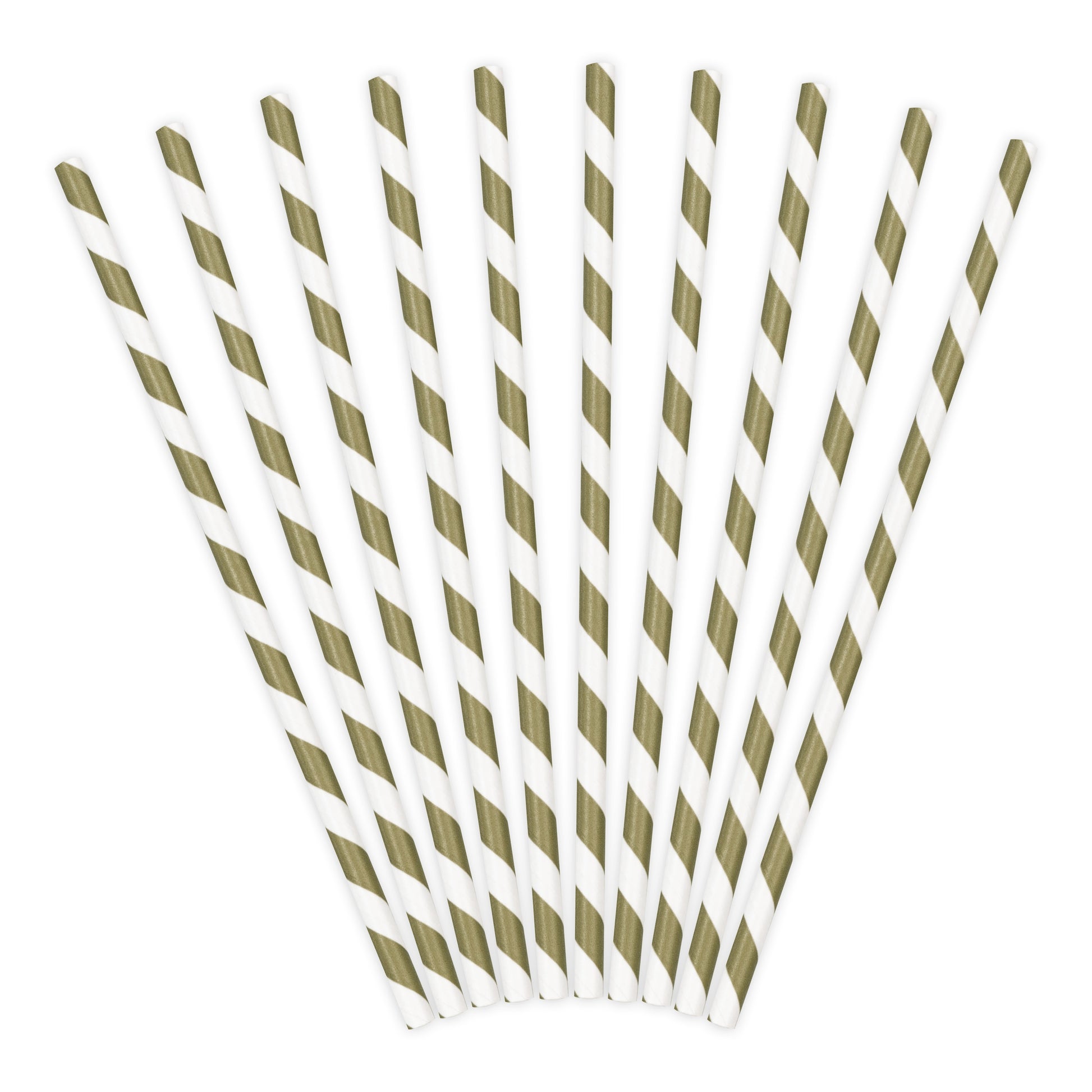 Paper Straws A Pack Of 10pcs 20cm - Gold/White