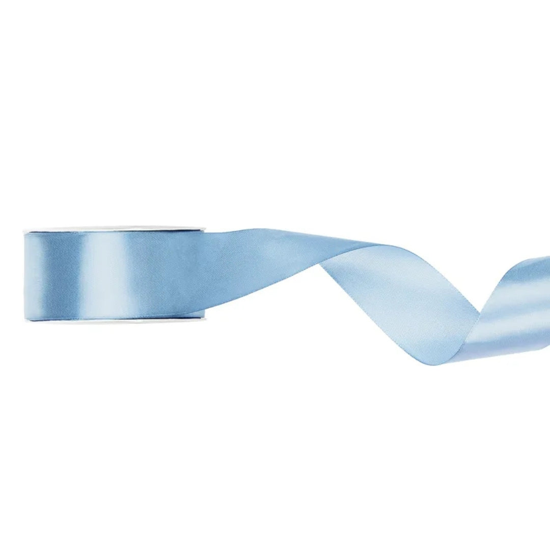PartyDeco Satin Ribbon Roll 25mm x 25m - Light Misty Blue