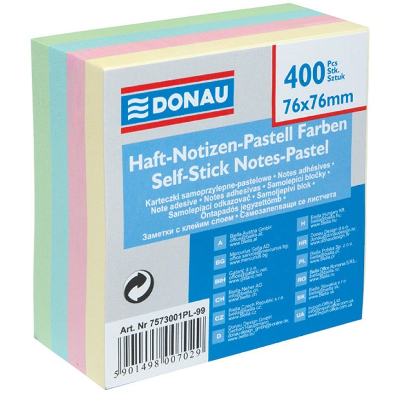 Donau Sticky Notes 7.6 x 7.6cm A Pack Of 400pcs - Pastel 4 Colours
