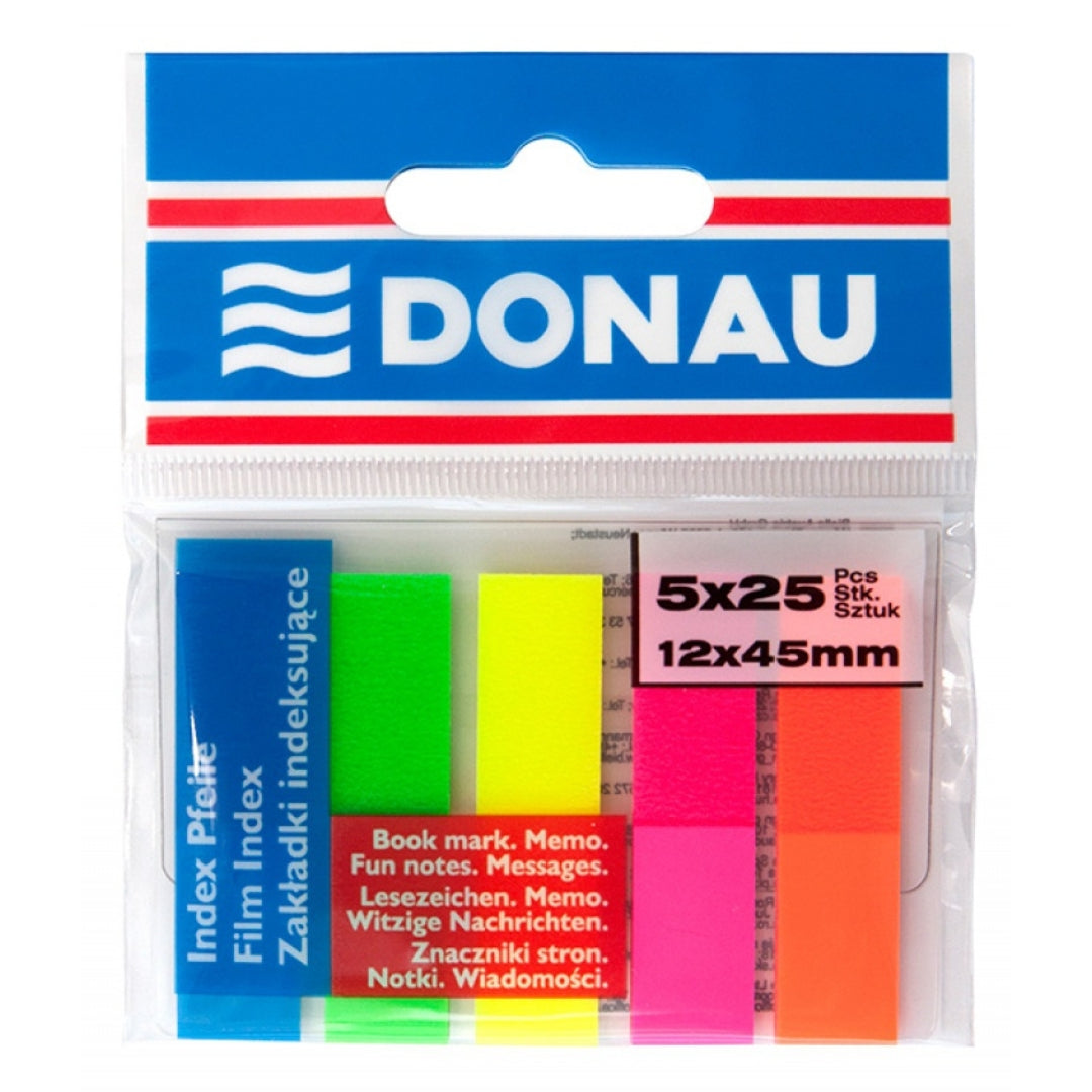 Donau Index Tabs 12 x 45mm A Pack Of 5 x 25pcs - Mix