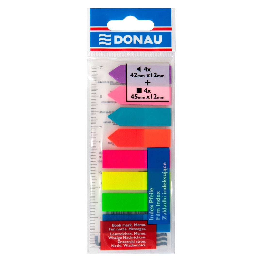 Donau Index Tabs 12 x 42 / 12 x 45mm A Pack Of 8 x 25pcs - Mix