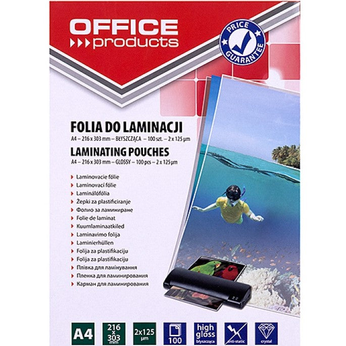 A4 Laminating Pouches 2 x 125mic Glossy A Pack Of 100pcs