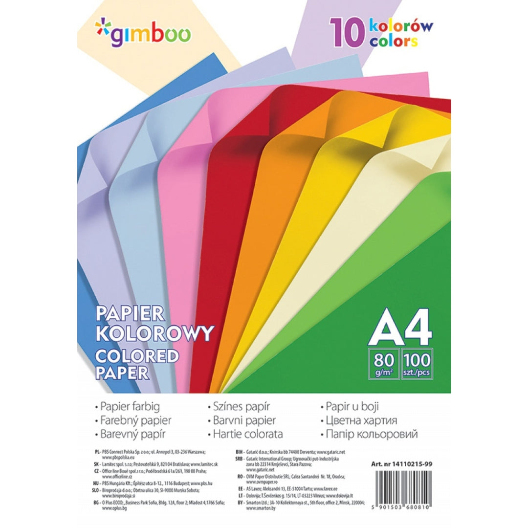 A4 Gimboo Coloured Paper 80gsm A Pack Of 100pcs - Neon
