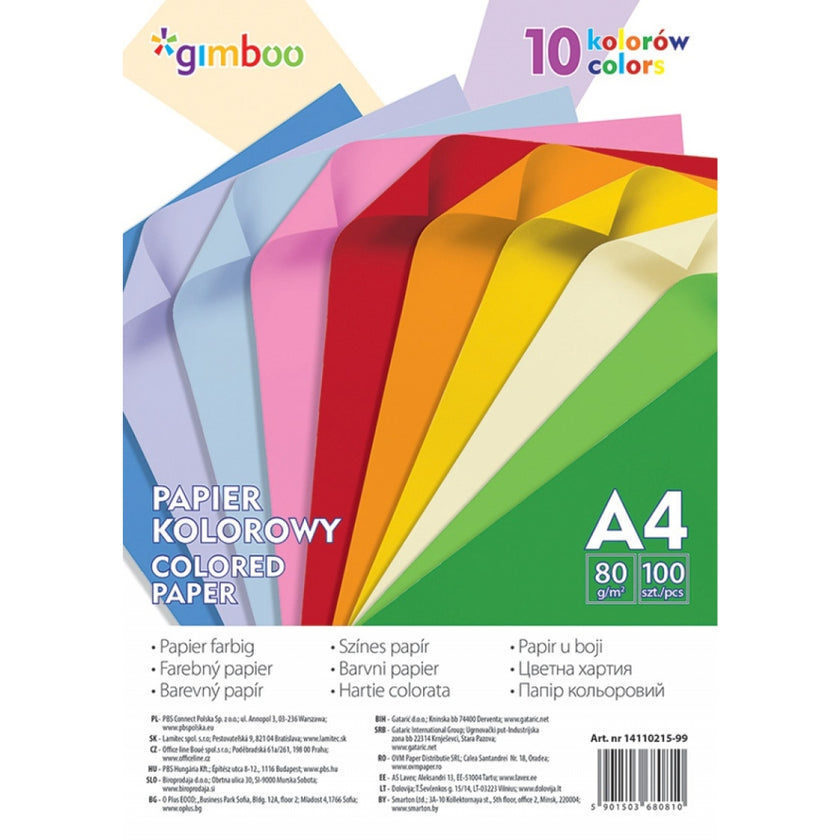 A4 Gimboo Coloured Paper 80gsm A Pack Of 100pcs - Neon