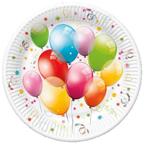 22.7cm Paper Plates x8pcs - Balloons