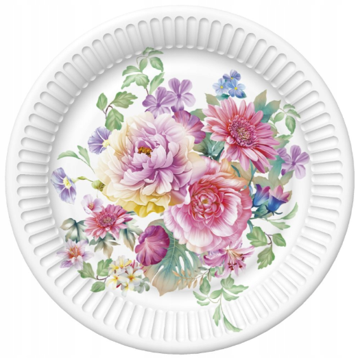 22.7cm Paper Plates x 8pcs - Flower