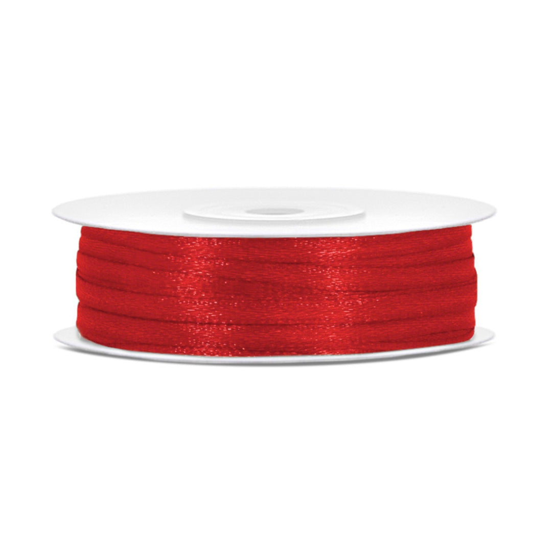 Party Deco Satin Ribbon Roll 3mm x 50m - Red