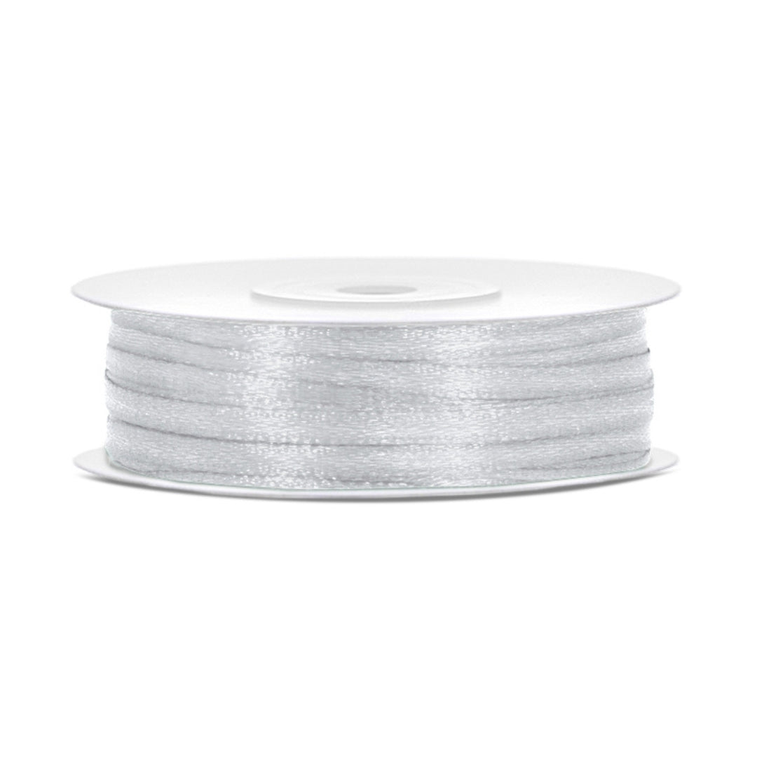Party Deco Satin Ribbon Roll 3mm x 50m - Silver