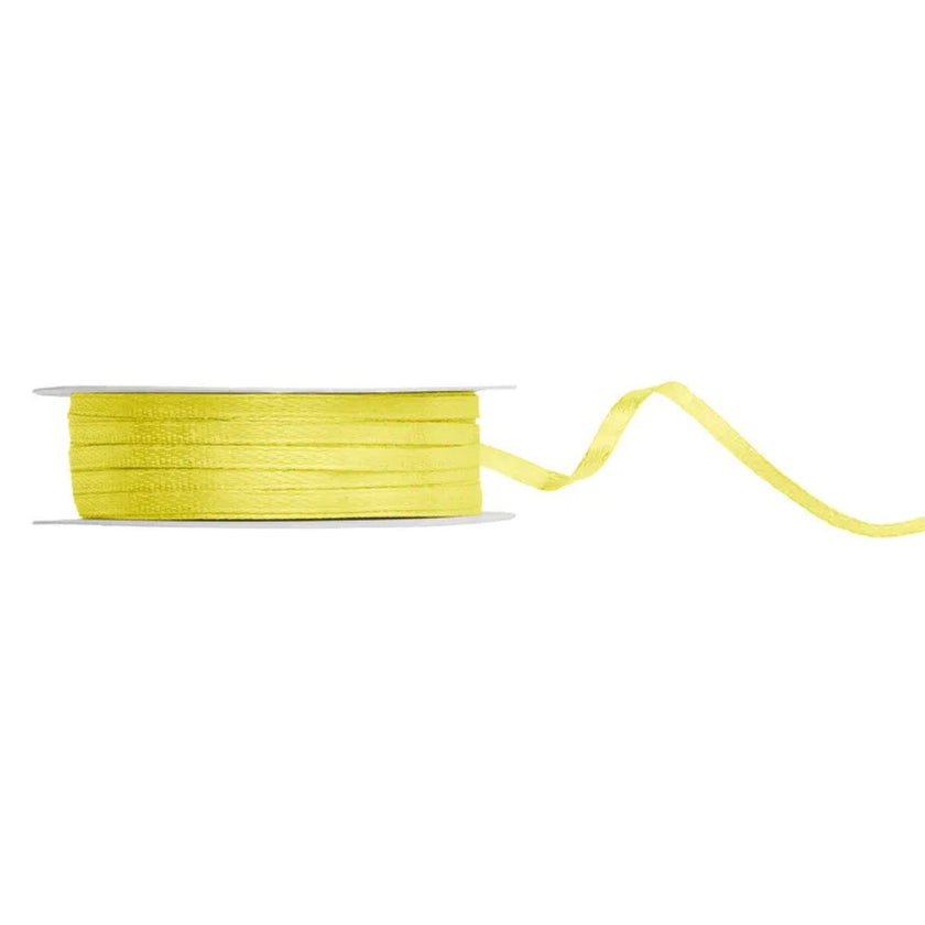 PartyDeco Satin Ribbon Roll 3mm x 50m - Yellow