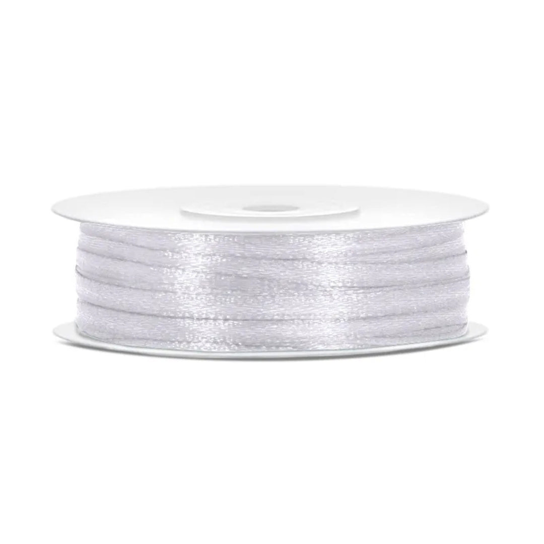 PartyDeco Satin Ribbon Roll 3mm x 50m - White
