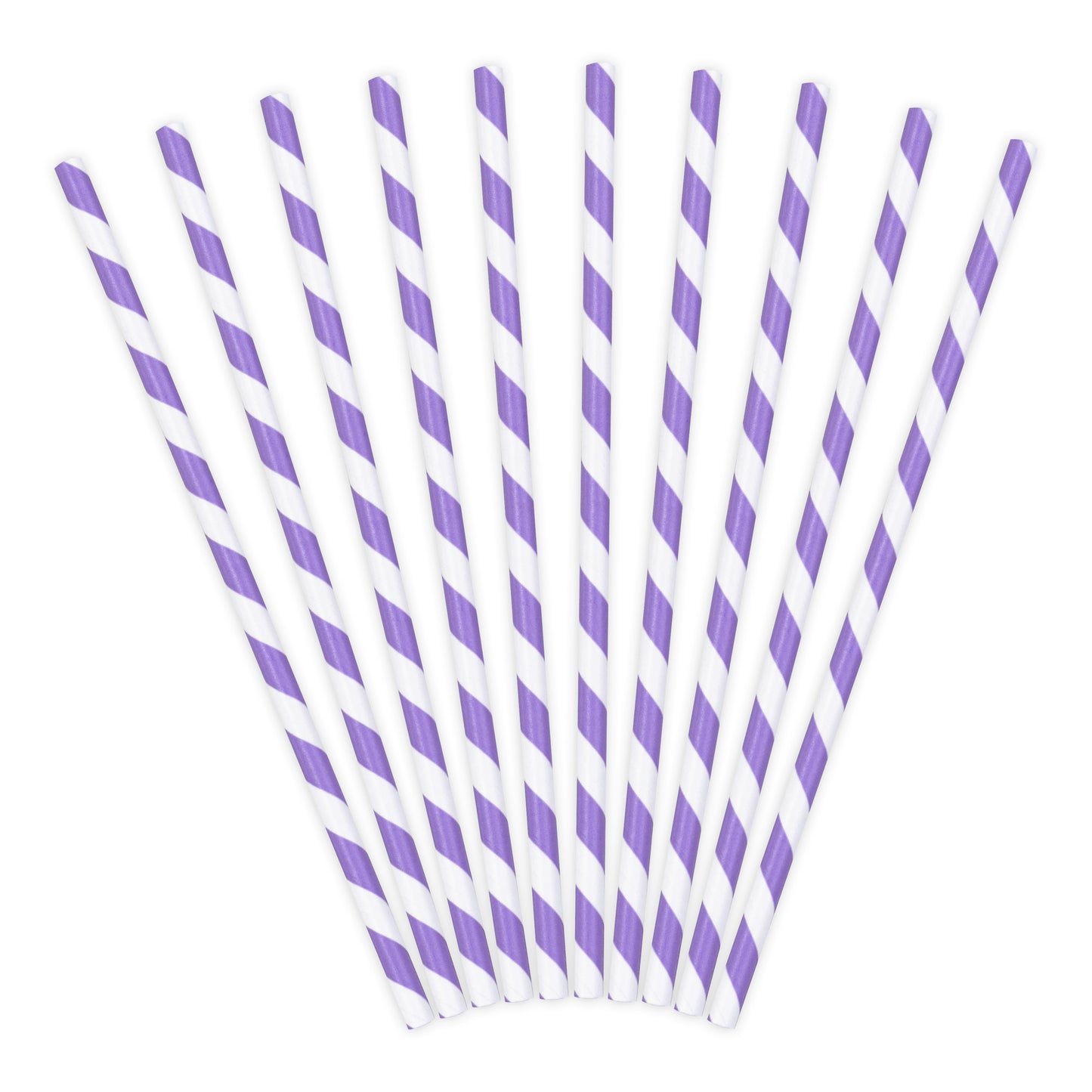 Paper Straws A Pack Of 10pcs 20cm - Lilac/White