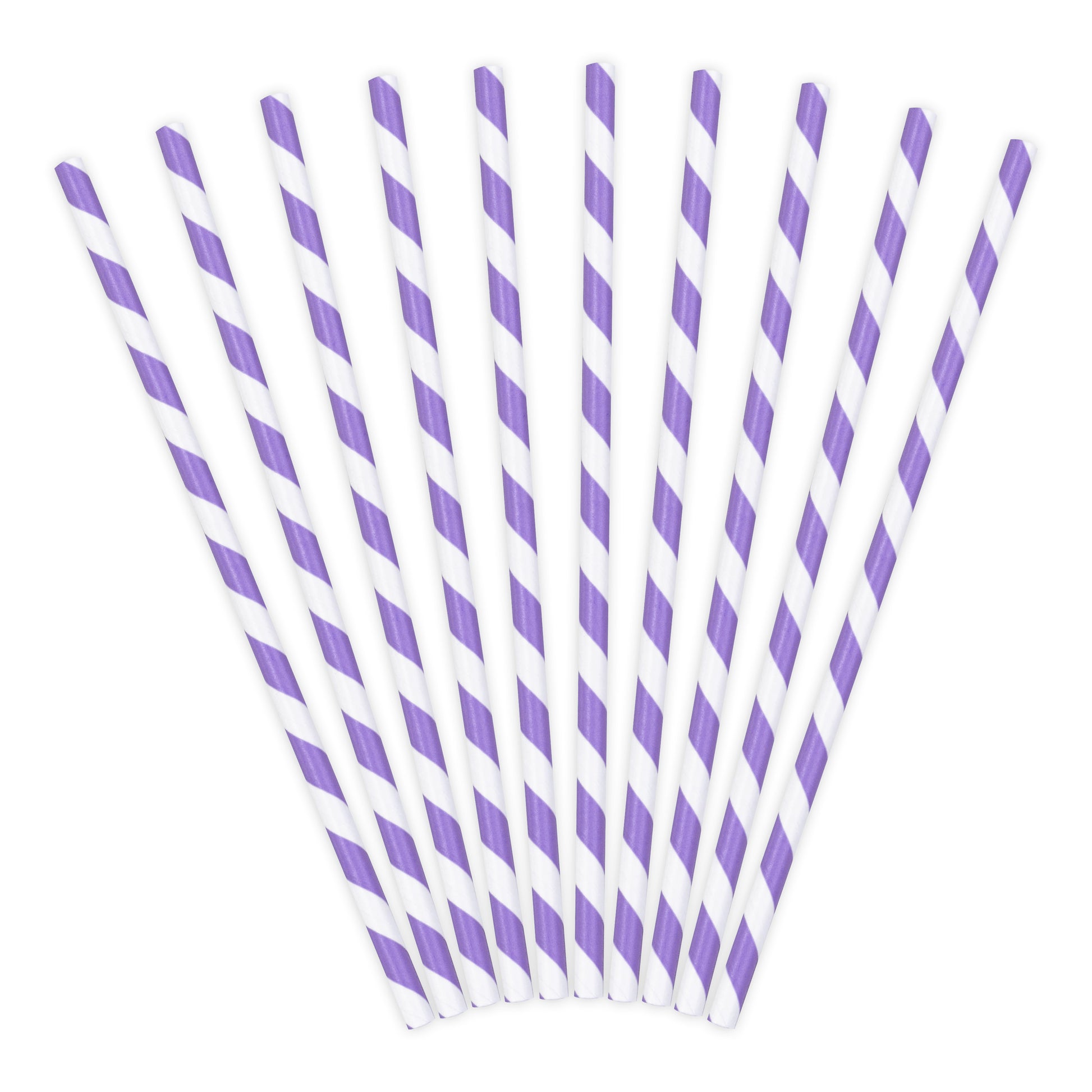 Paper Straws A Pack Of 10pcs 20cm - Lilac/White