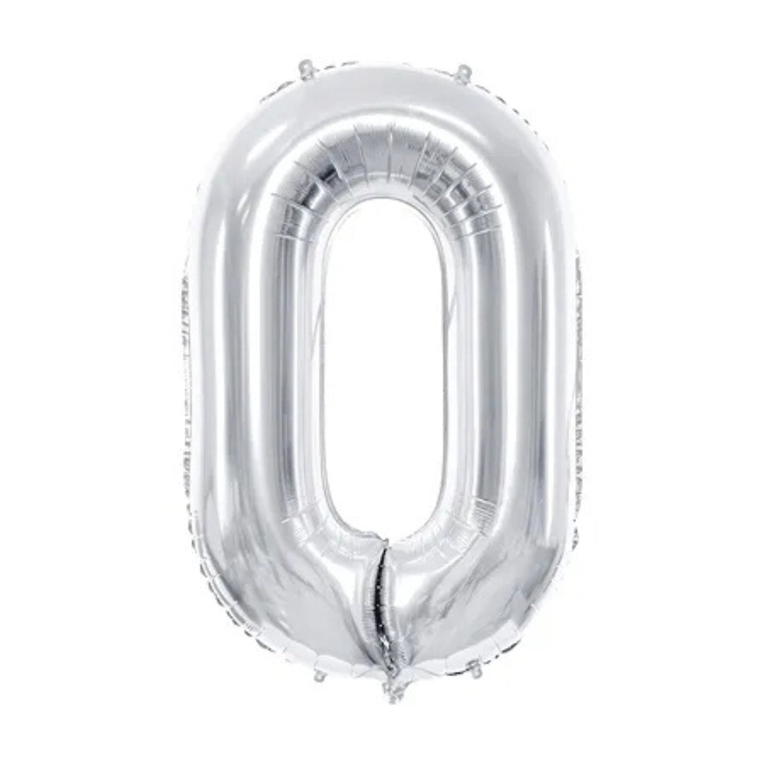 PartyDeco Helium Foil Balloon 86cm - All Numbers! - Metallic Silver