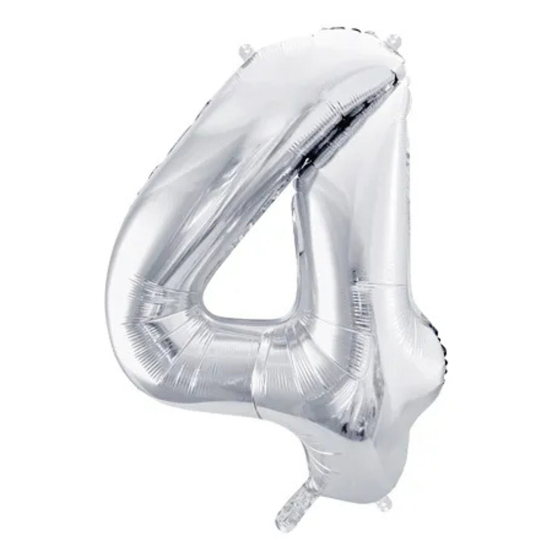 PartyDeco Helium Foil Balloon 86cm - All Numbers! - Metallic Silver