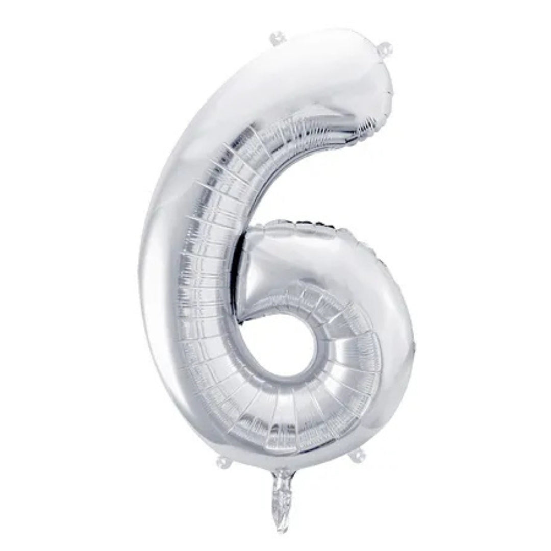PartyDeco Helium Foil Balloon 86cm - All Numbers! - Metallic Silver