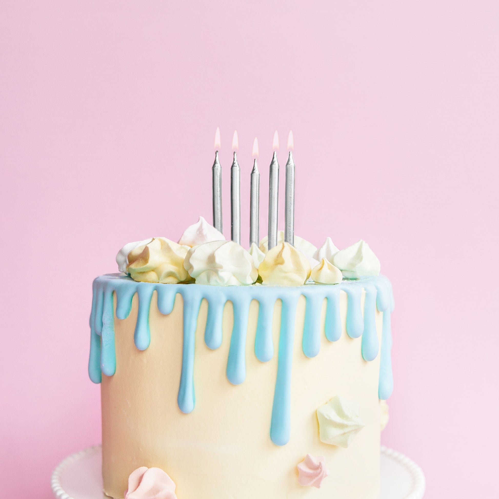 Party Deco Candles 6cm A Pack Of 6pcs - Silver