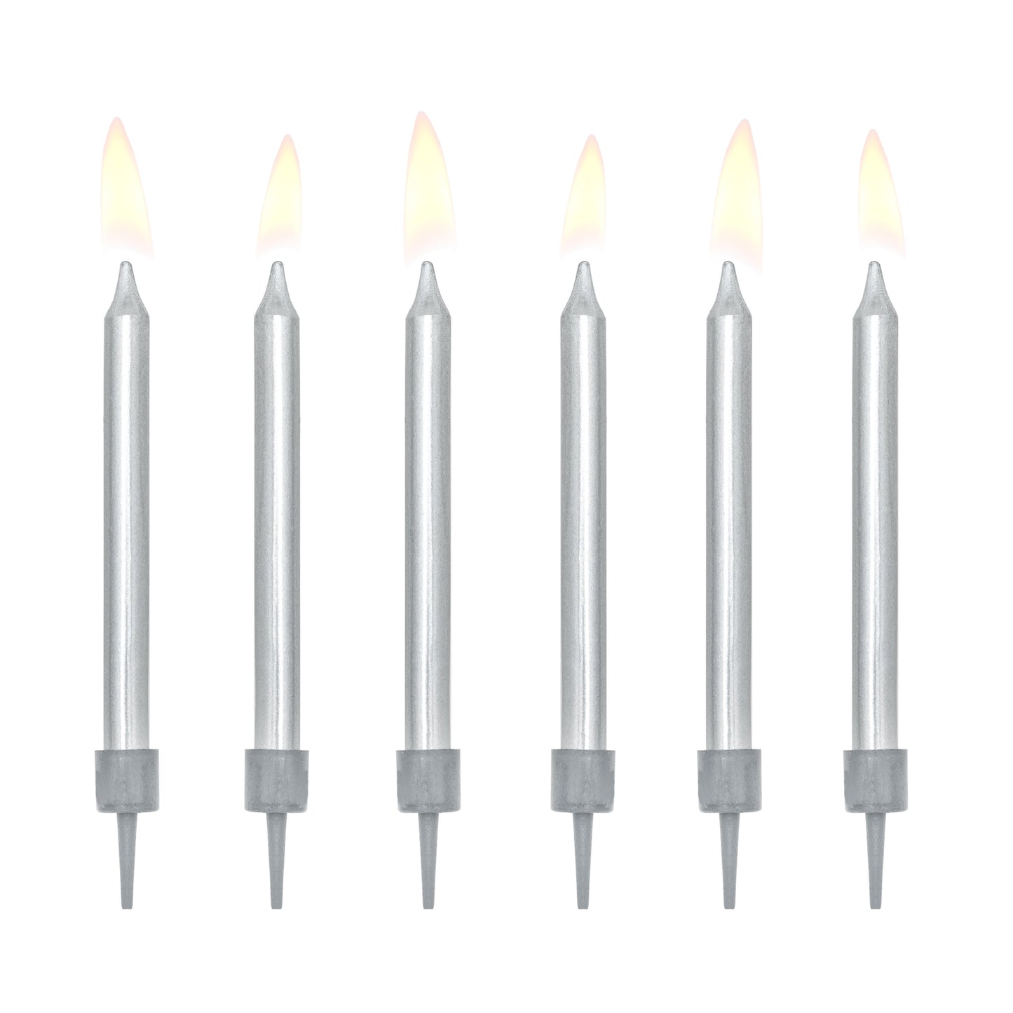 Party Deco Candles 6cm A Pack Of 6pcs - Silver