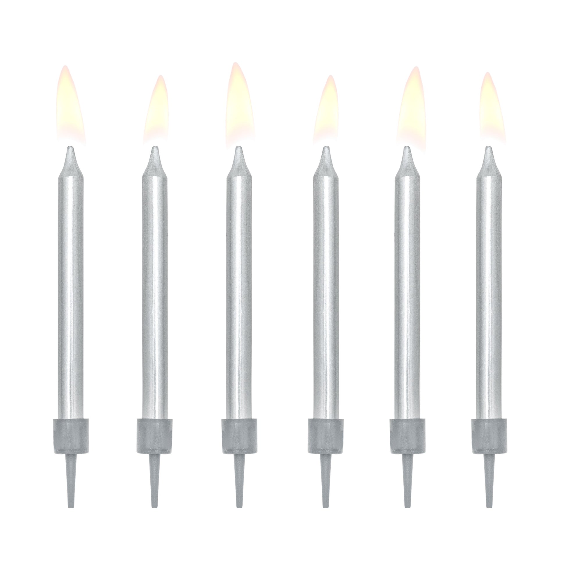 Party Deco Candles 6cm A Pack Of 6pcs - Silver