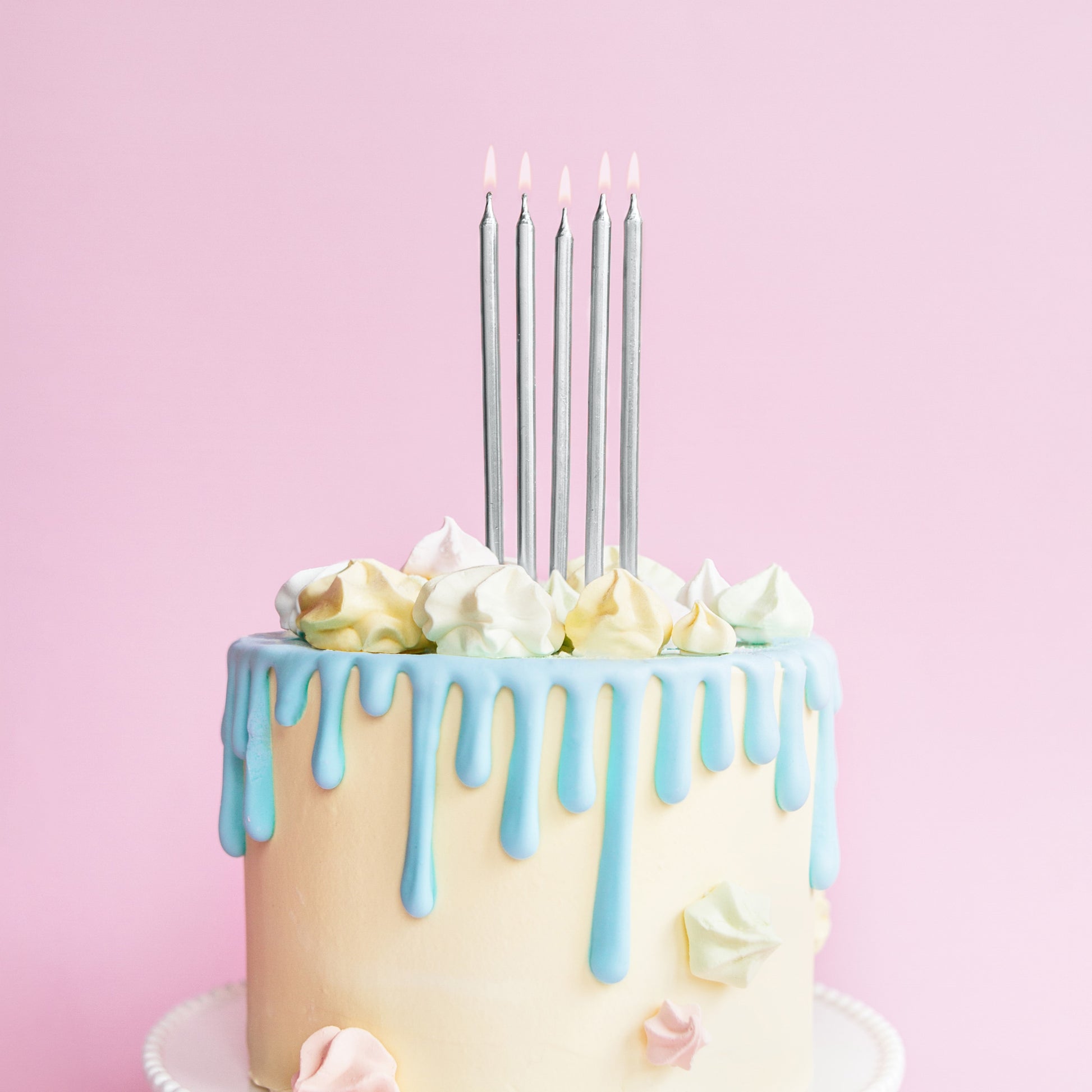 Party Deco Candles 12.5cm A Pack Of 12pcs - Silver