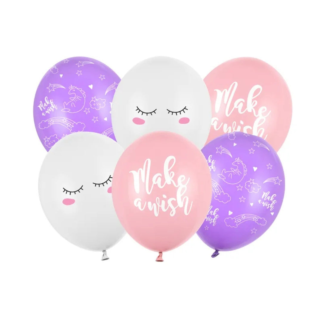 PartyDeco Helium Party Balloons 30cm A Set Of 6pcs - Unicorn Mix