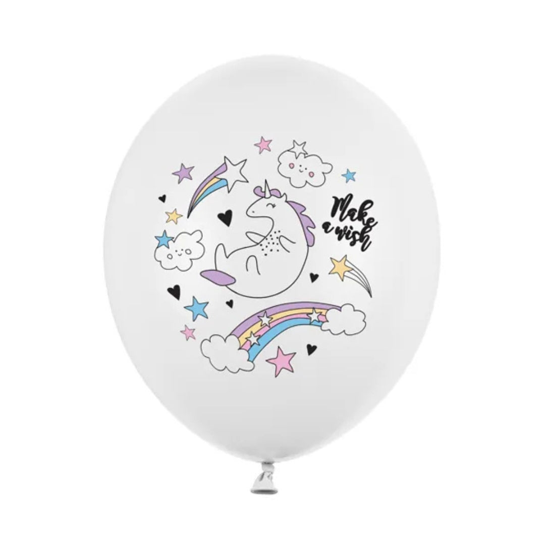 PartyDeco Helium Party Balloons 30cm A Set Of 6pcs - Unicorn